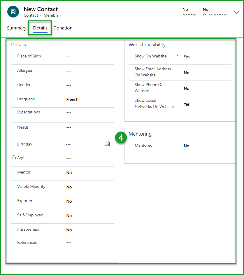 Details tab
