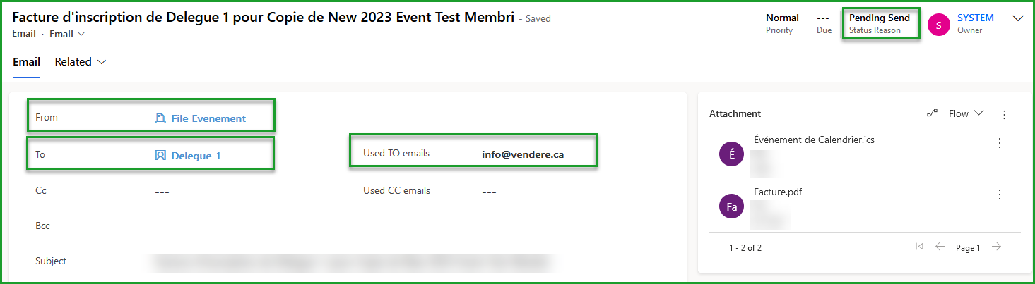 Email status reason