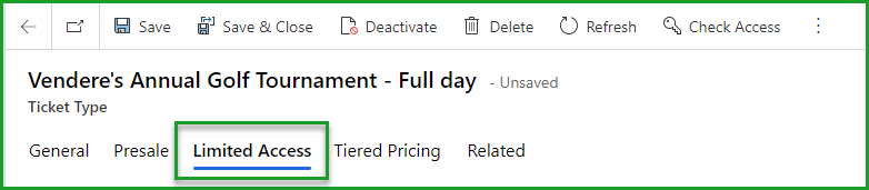 Limited access tab