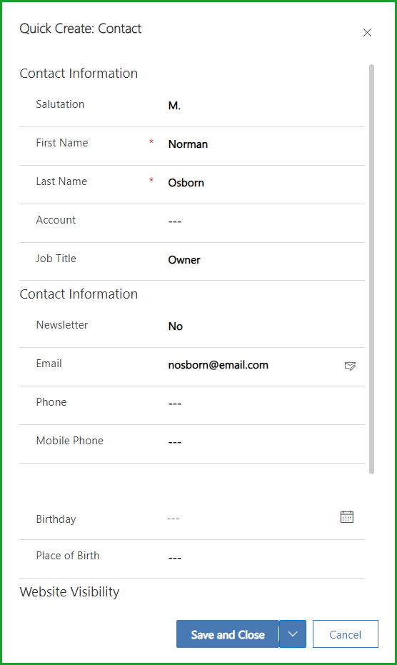 Create a contact