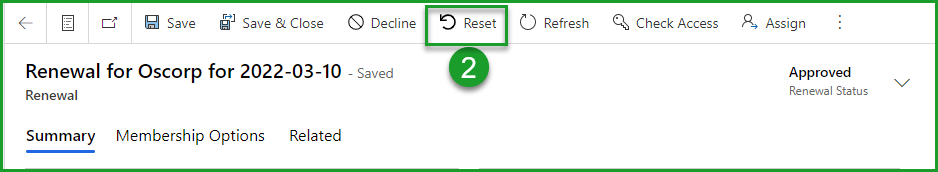 Reset renewal