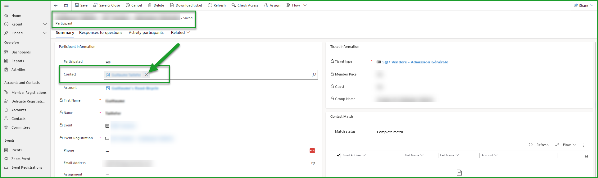 Delete a contact from a participant&#39;s record