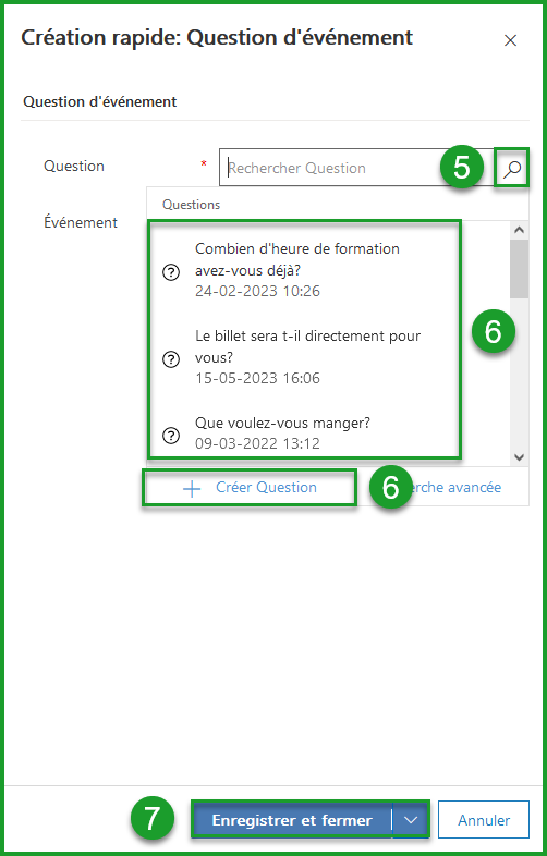 Question de l&#39;événement sur la billetterie en ligne