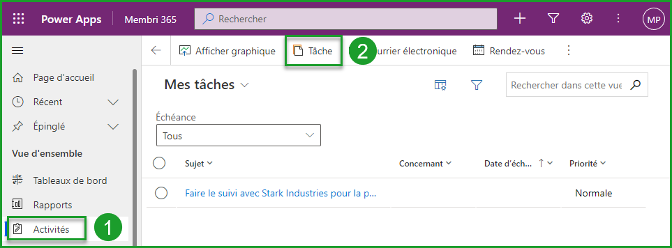 Créer Tâche