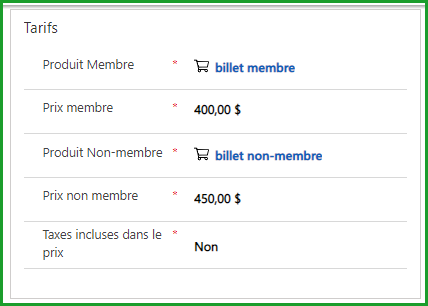 Indiquer Tarif