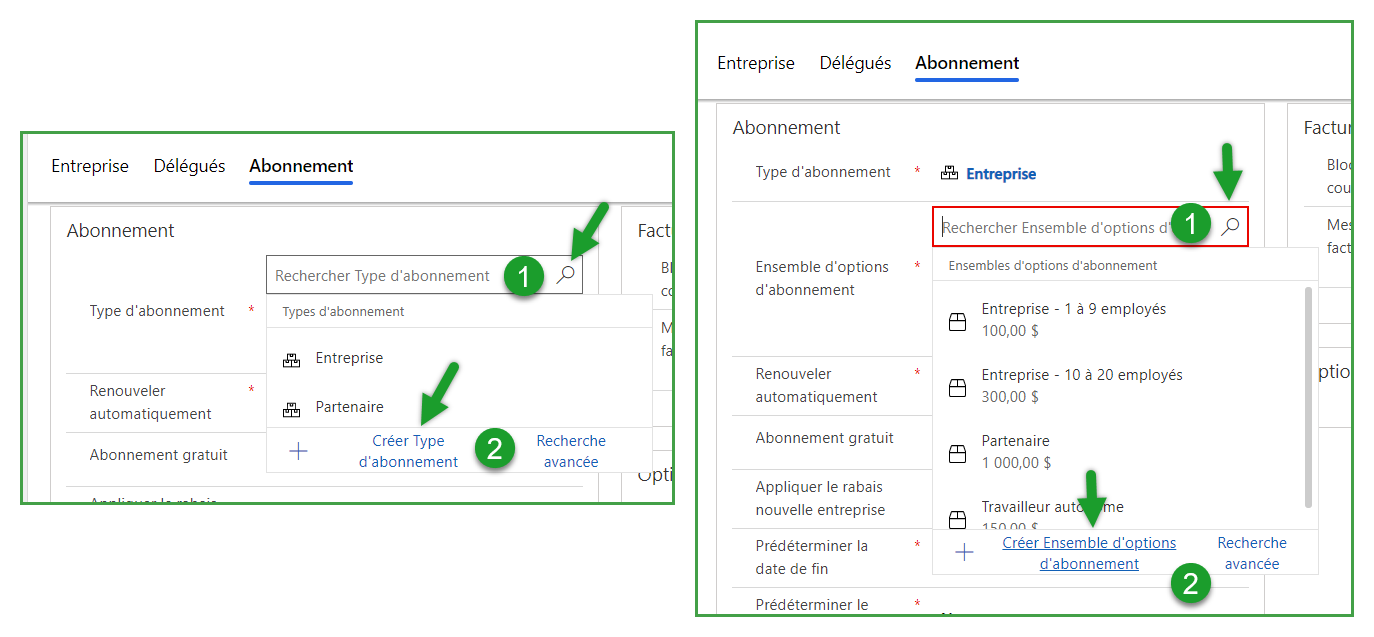 Définir l&#39;abonnment