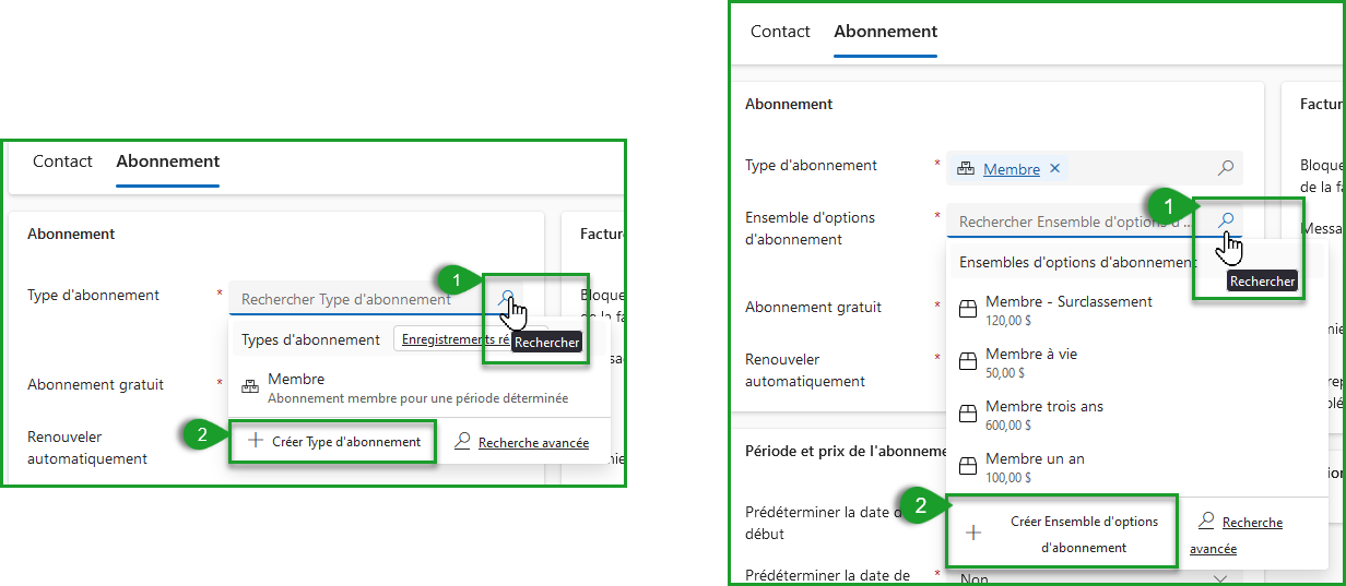 Définir l&#39;abonnment