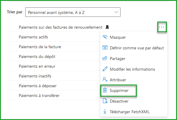 Supprimer une vue