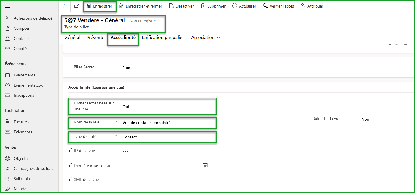 Configurer l&#39;accès limité par vue